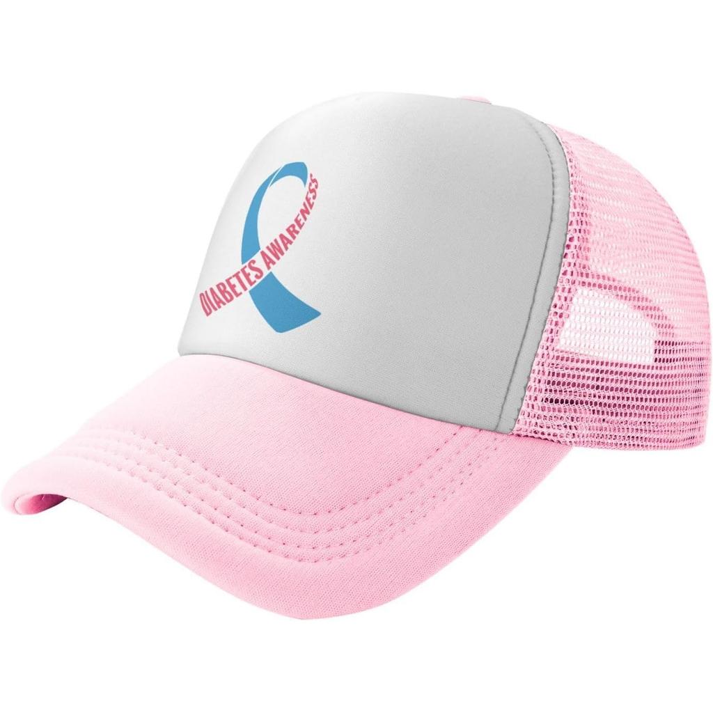 Diabetes Awareness Trucker Hat Unisex Breathable Mesh Snapback Cap Outdoor Casual Style
