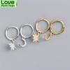 925 Sterling Silver Moon Star Hoop Earring For Women Men Ear Jewelry Party Gifts Wholesale
