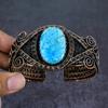 Тибетская бирюза, драгоценный камень, ручная работа, манжета-браслет с обмоткой из медной проволоки, регулируемый j9R87