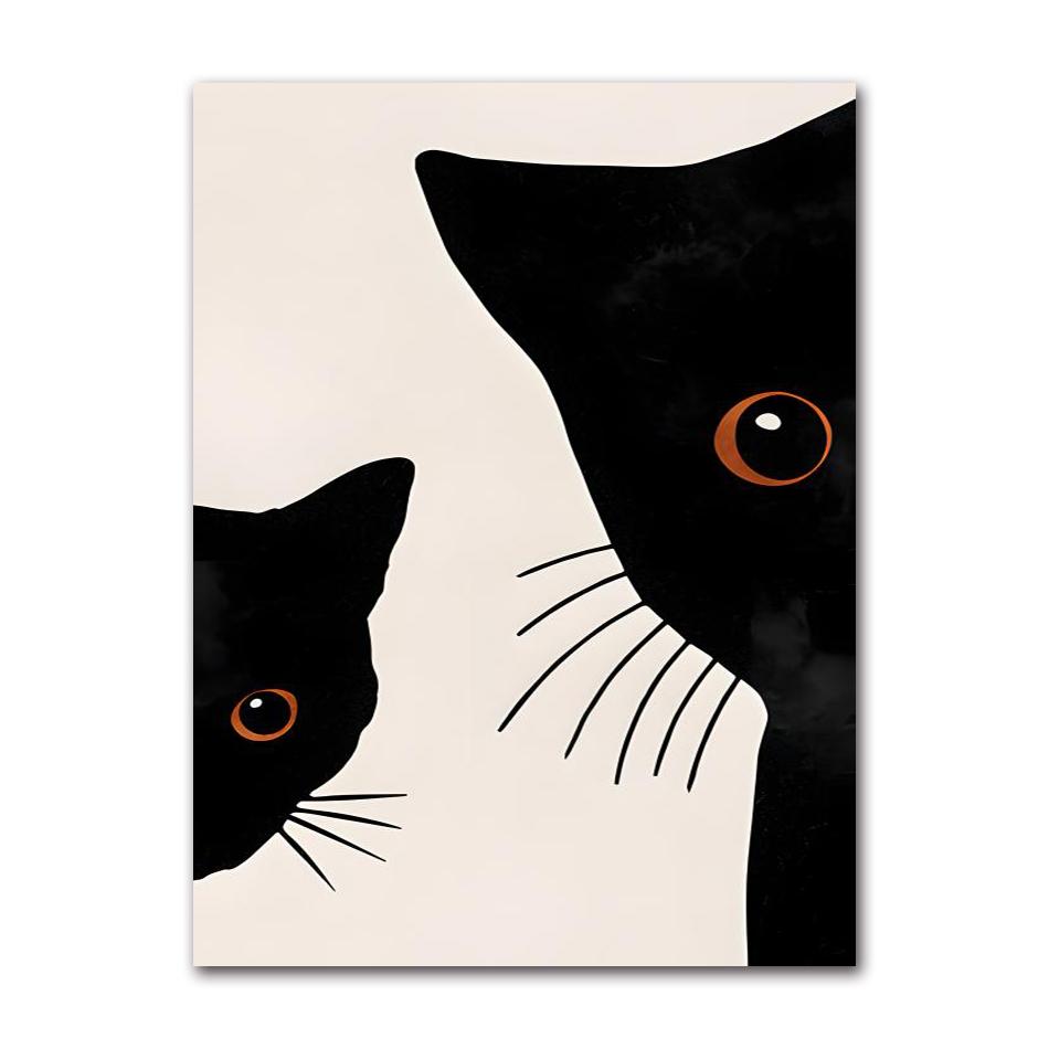 Abstract Boho Plant Leaf Cat Canvas Poster Wall Art Print Minimalist Animal Paintings for Living Room Decoration Gift