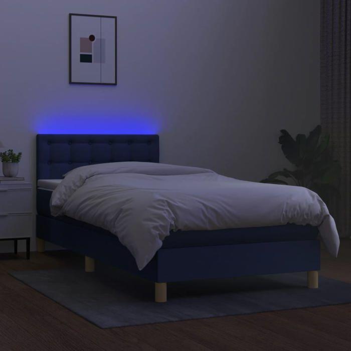 Maison Exclusive - Sommier à lattes de lit avec matelas LED Bleu 100x200 cm Tissu
