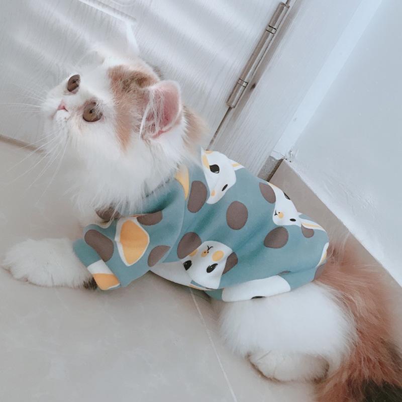 Adorable Printed Sphynx Cat Costume Clothes Winter Warm Pet Hoodie Sweater designed for Cats Gentle Fleece Puppy Kedi mascotas gotas Clothing