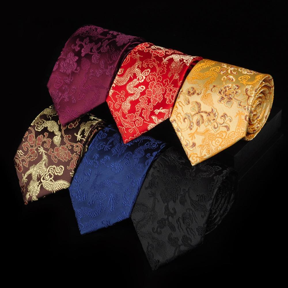 Adjustable Jacquard Silk Tie National Men Necktie Fashion Chinese Dragon Pattern Tie Groomsman