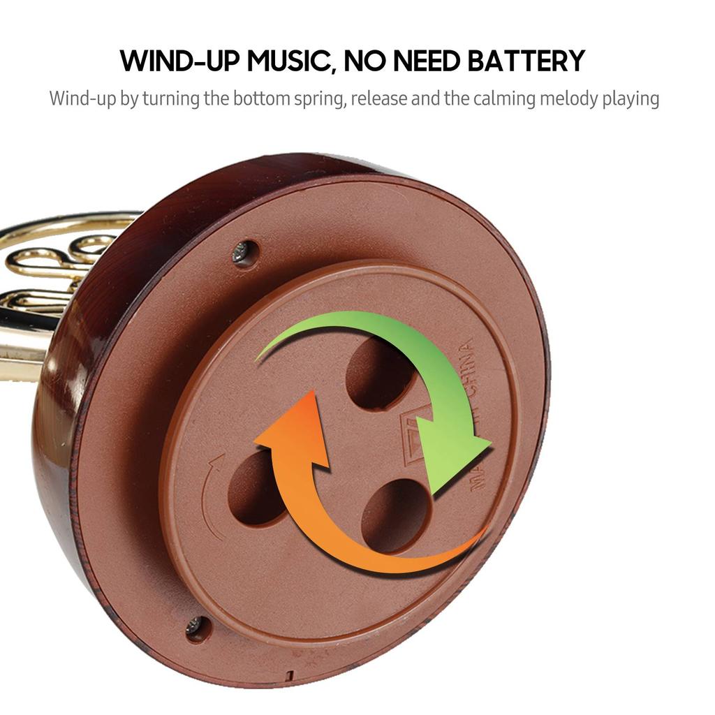 Trumpet Music Box Classical Wind Up Musicbox Twirling Music Box Rotating Base Brass Wind Instrument Miniature Replica