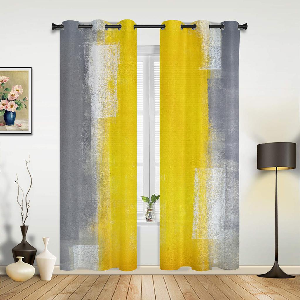 Orange Gray Abstract Oil Painting Texture Curtains for Bedroom Living Room Drapes Kitchen Kid's Room Window Curtain Home Decor