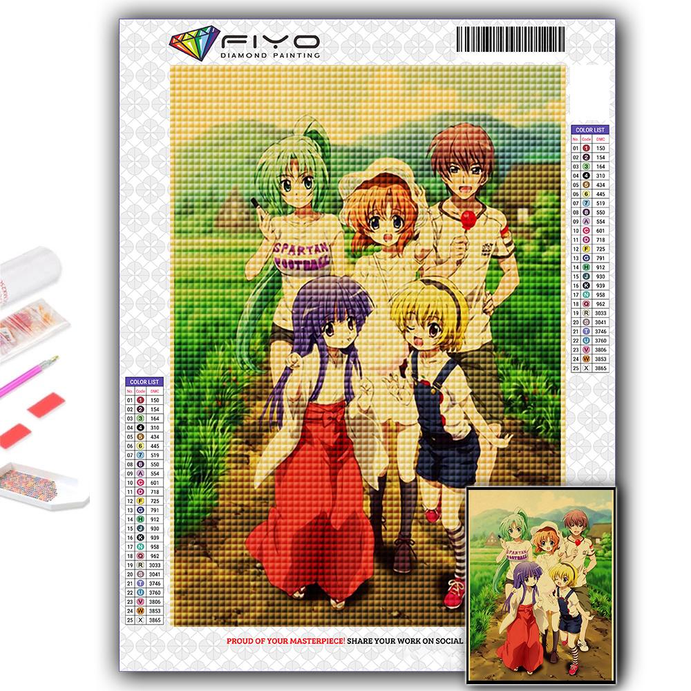 5D Алмазная картина Аниме Когда они плачут Хигураши DIY Алмазная вышивка Горный хрусталь Украшение дома