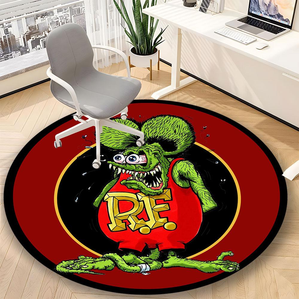The Legend of Rat Fink Printed Round Rug – Non-Slip Round Floor Mat – Indoor Home Decor Rug