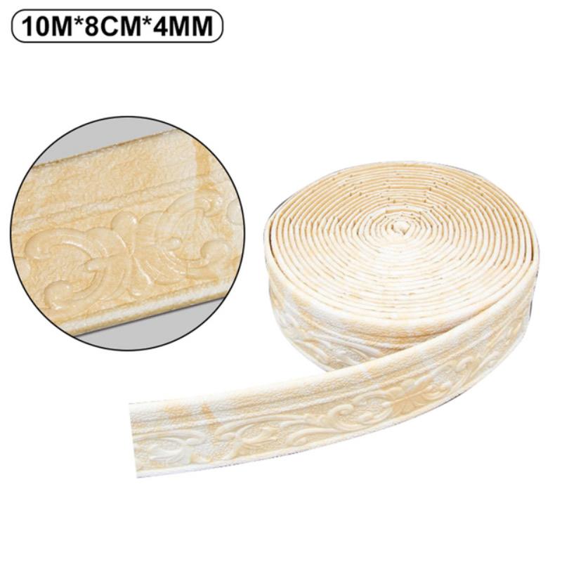 10M 3D Self-adhesive Wall Trim Line Skirting Border Waterproof Baseboard Wallpaper Sticker for Living Room Home Decoration