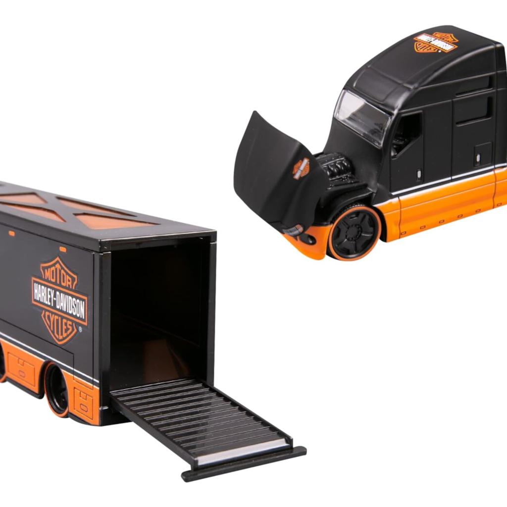 Maisto Scale Custom Trailer Truck Diecast Model Car 1/64 Harley-Davidson / (11516 (BLACK/ORANGE))