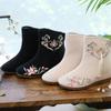 Winter Woman Embroidered Shoes Chinese Style Platform Shoe Hanfu Zapatos Women's Casual Vintage White Ankle Boots