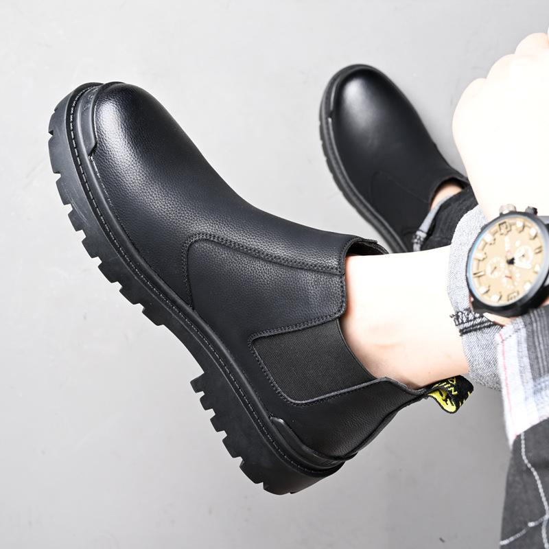 Ботинки челси Осенние короткие ботинки Тренд Ботинки для ног Мужские Черные Средние Ботинки Мартенсы Мужские 2025