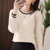 Autumn and Winter Women's Long Sleeve Bottom Top French Bow Fashion Inner Sweater Knitwear
