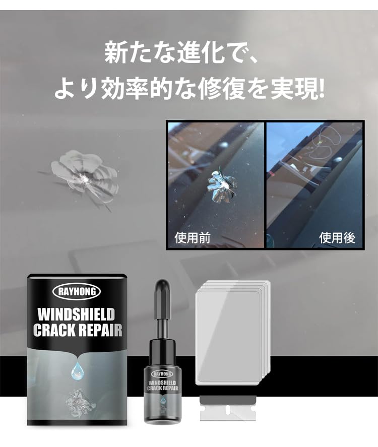 Glass repair liquid, glass repair agent, windshield crack repair kit,