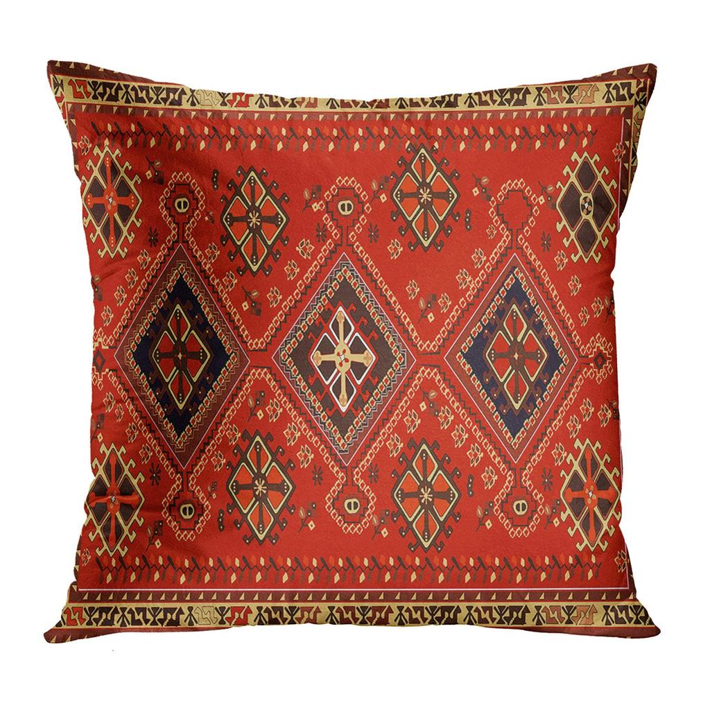 Red Moroccan Ethnic Short Plush Pillowcase Living Room Bedroom Sofa Cushion Cover Home Decor 40x40 45x45 50x50 60x60