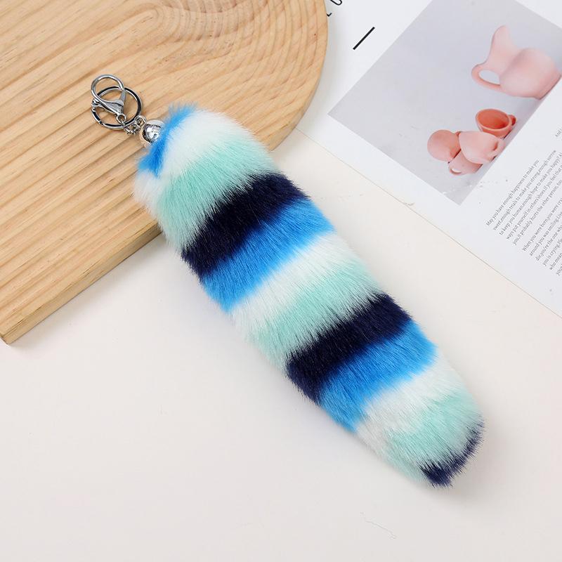Women Girls Simulated Fox Tail Pendant Multiple Colors Decorative Keychain Furry Artificial Fur Fashion Gift Accessories