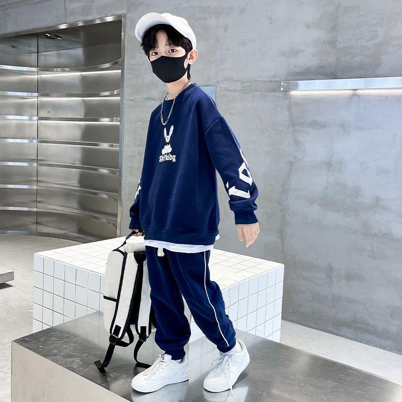 2023 г. Костюм-двойка для мальчиков с мультяшным принтом: Свитшот и спортивные штаны на весну/осень