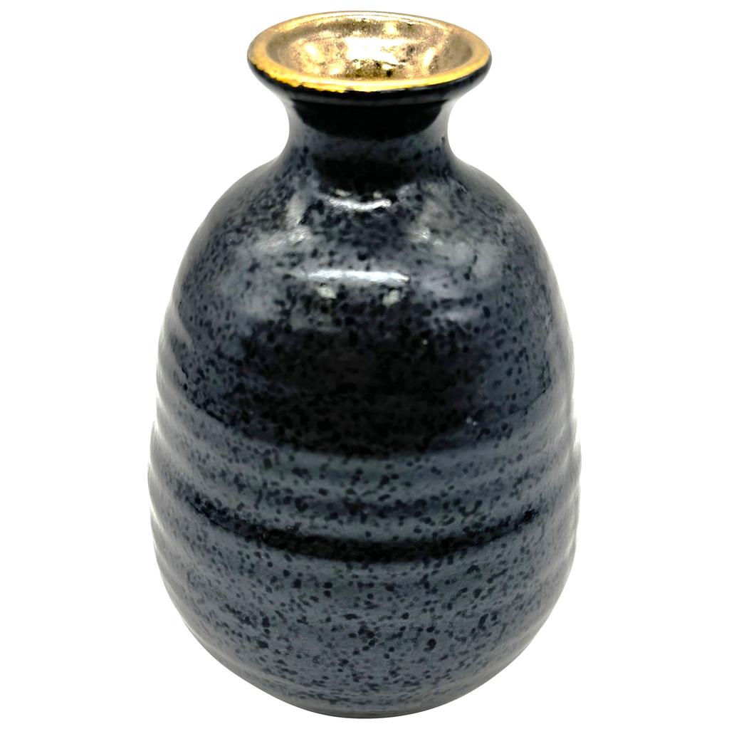 Mino Ware Jug and Cup Half Sake Black Made in Product Number "Gold Glaze" Set, Set, Glaze/Gold Finish, 1.5-cup Set, Tableware, Gift, Father's Day,