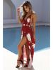 Bohemian Red V-Neck Backless Chiffon Holiday Dress