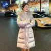 Leave-in Glossy Women's Down Jackets Winter Medium and Long Waist and Thin Fashion Hooded Fur Collar Warm Jacket Women