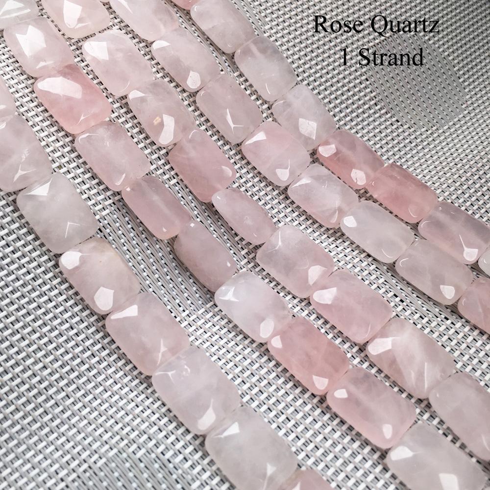 1 нить граненых бусин из натурального камня, 12 × 16 мм, прямоугольные камни из розового кварца и опала, свободные бусины-разделители для изготовления ювелирных изделий, аксессуары для самостоятельного изготовления, 20 см