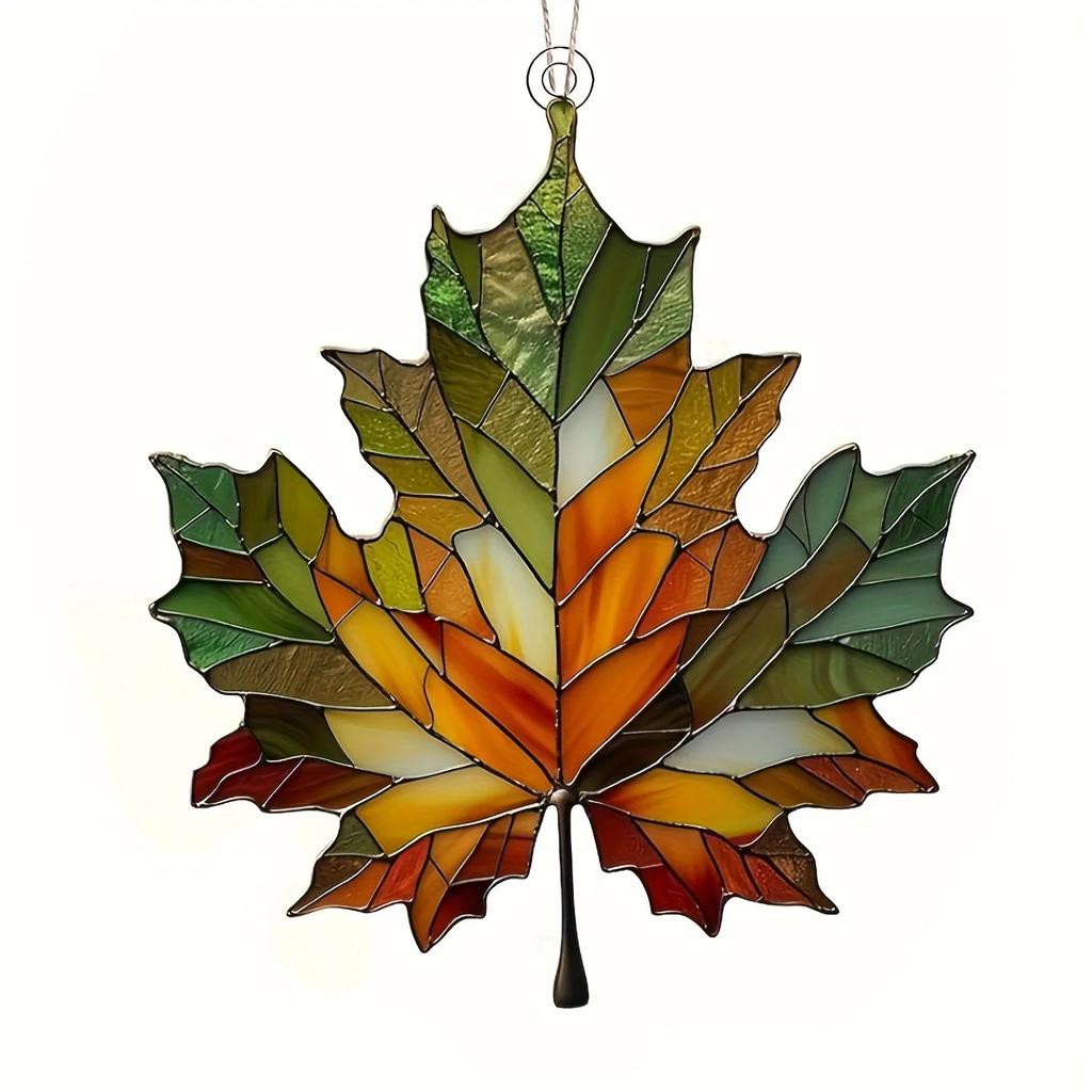 2D Flat,Thanksgiving Acrylic Maple Leaf Light Catcher, Classic Autumn Celebration Home & Door Decor,Christmas & New Year Gifts