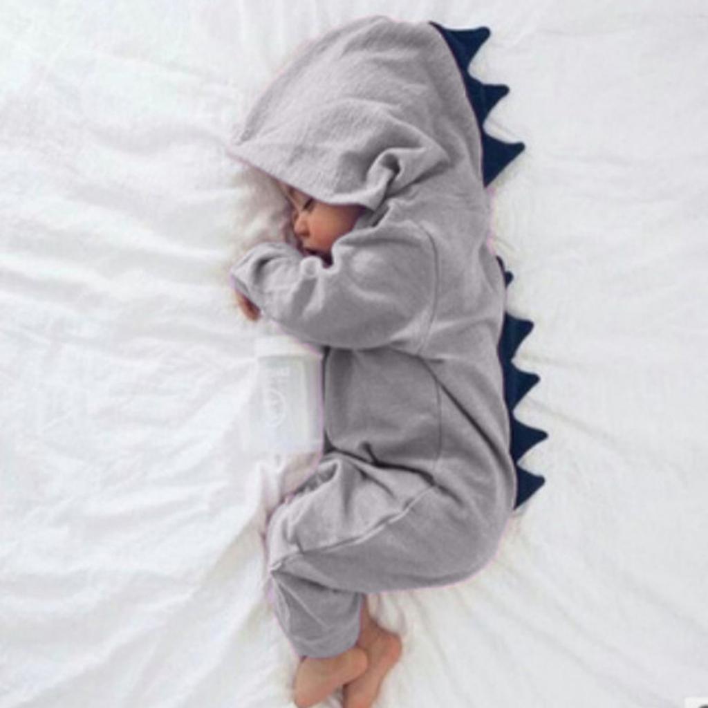 Новорожденный младенец мальчик девочка лоскутный комбинезон с динозавром