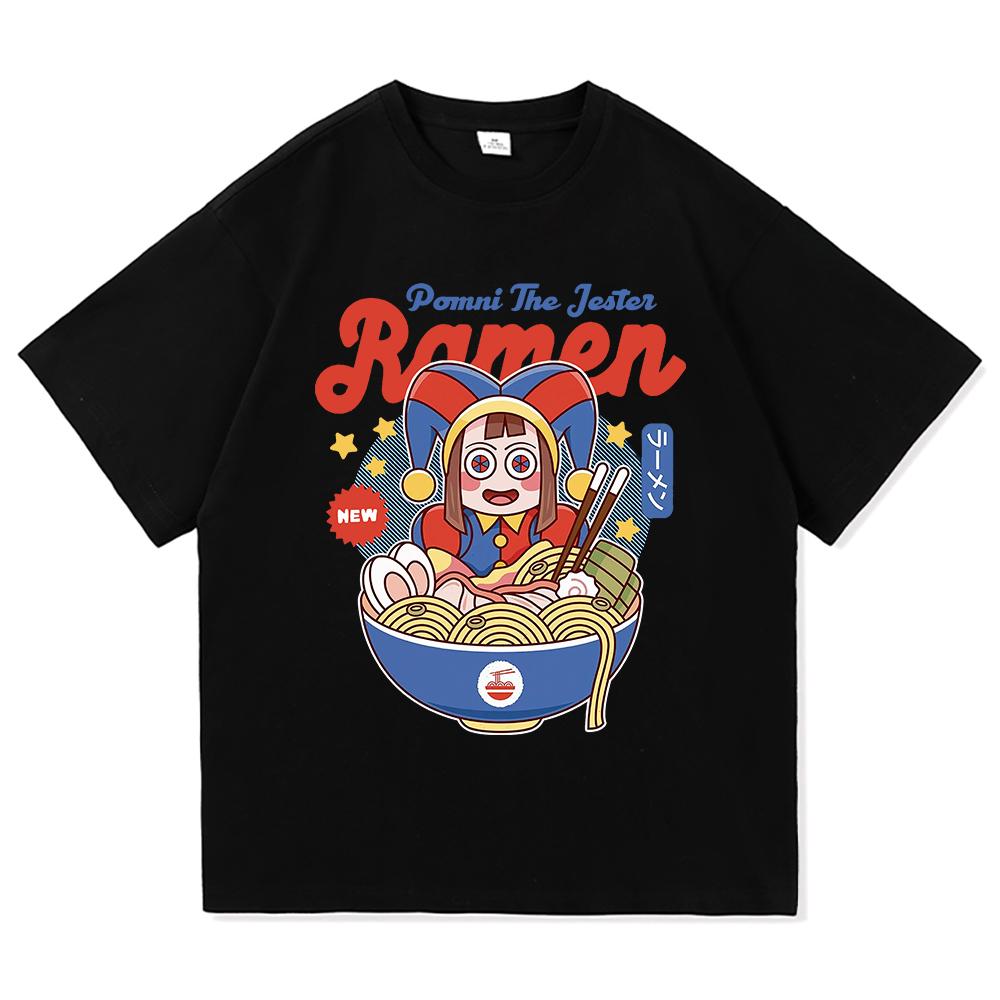 Футболка Amazing Digital Circus Jax Ramen, модная мужская, забавная, футболка Caine Pomni, унисекс, милая, кролик, лапша, хлопковые футболки, рубашки