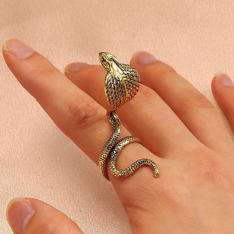 European and American Retro Metal Snake-shaped Ring Cold Style Open Geometric Ring