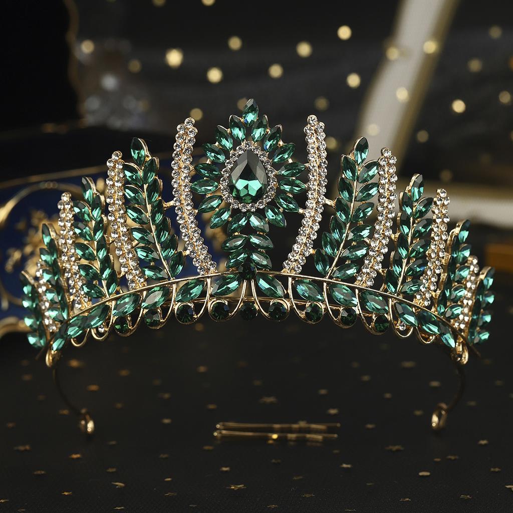 DIEZI Luxury Vintage 3 Colors Crystal Tiara Crown For Women Girls Party Queen Rhinestone Crown Christmas Hair Dress Accessories
