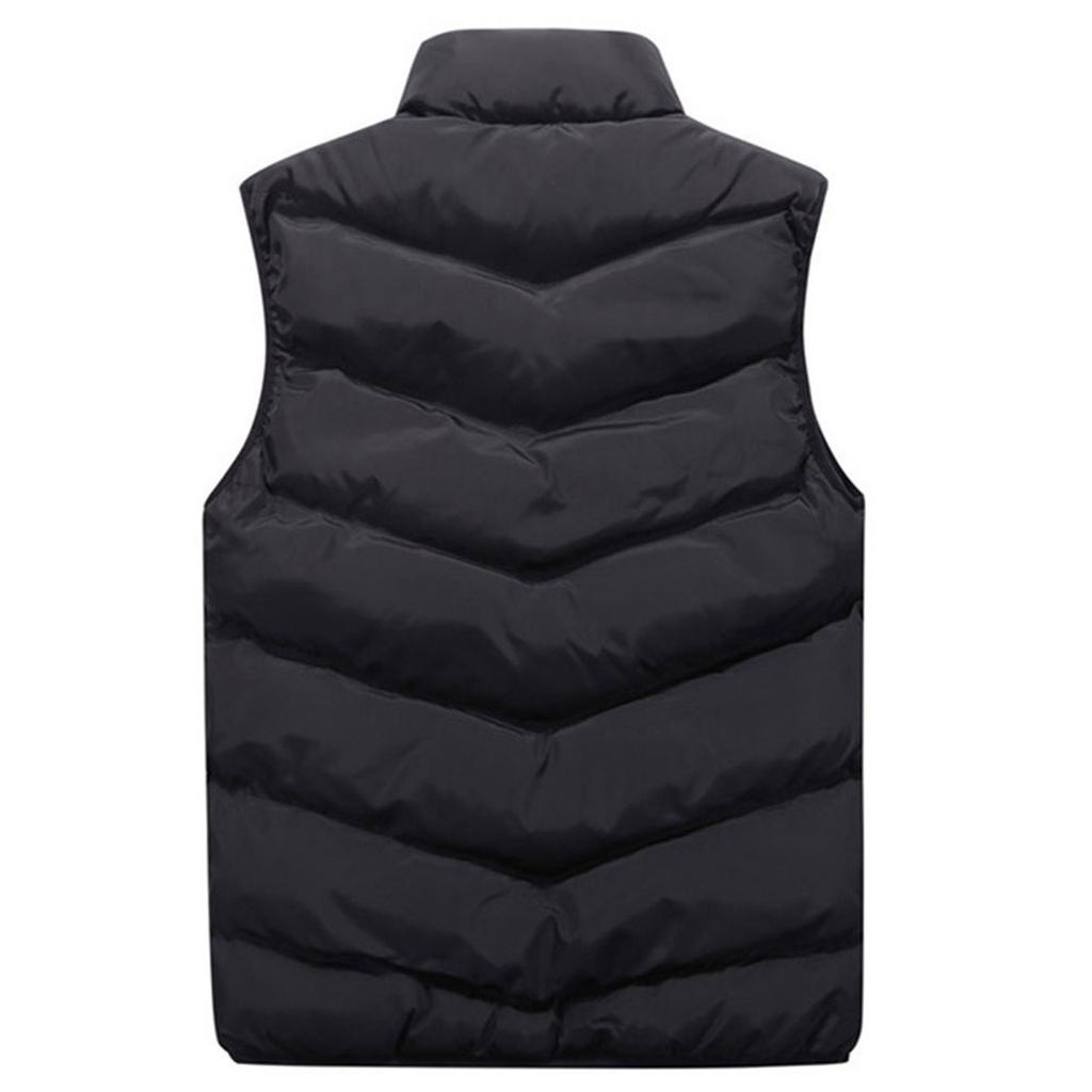 Men Autumn Winter Fashion Stand Collar Color Waistcoat Vest Jacket Top Coat