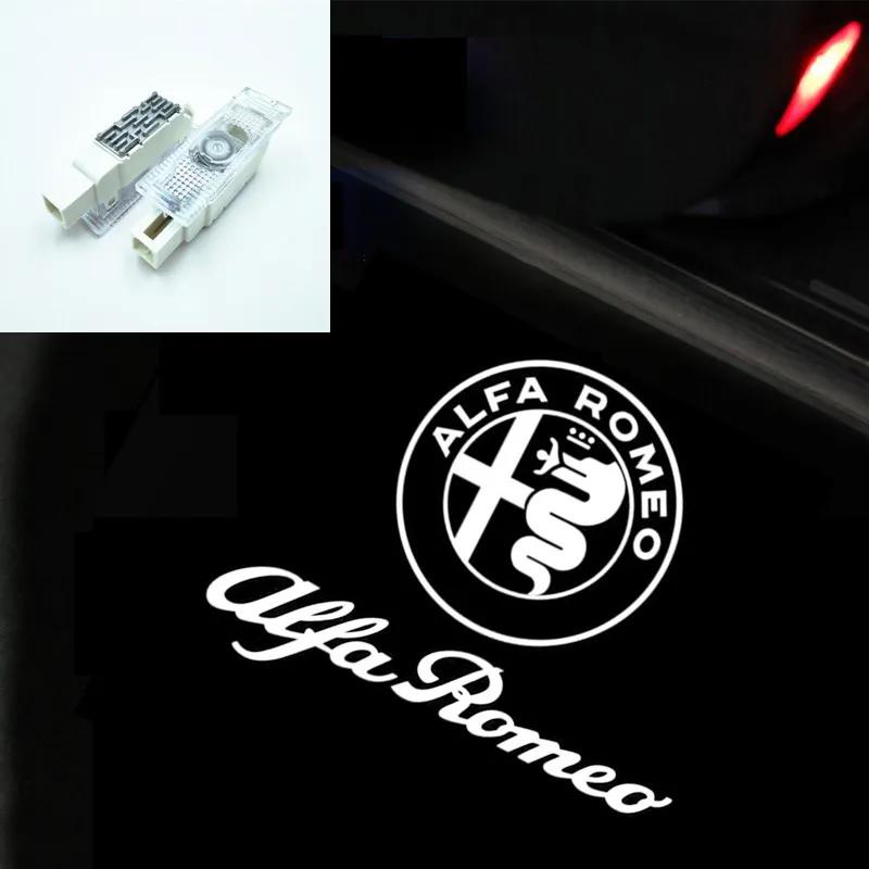 CYYPT1 Car LED Welcome Door Lights Emblem Accessory For Alfa Romeo 156 159 147 4C 8C 166 Giulia Giulietta Mito Stelvio Spider GT Tonale