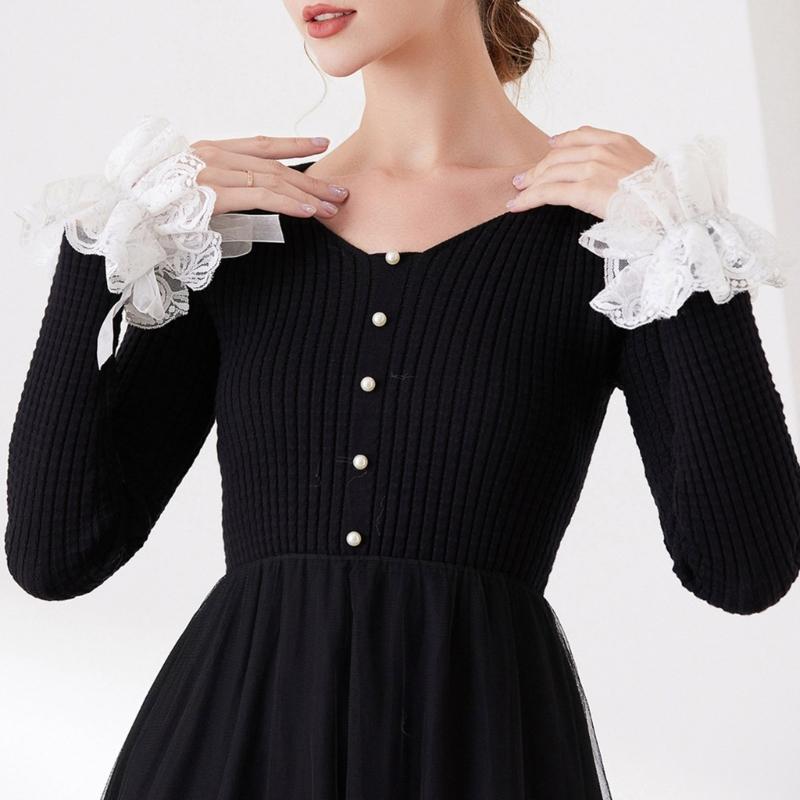 Маникюрные рукава с кружевной отделкой, Декор для ногтей, Сетчатые манжеты, Романтические нарукавники для особых случаев и маскарадных костюмов