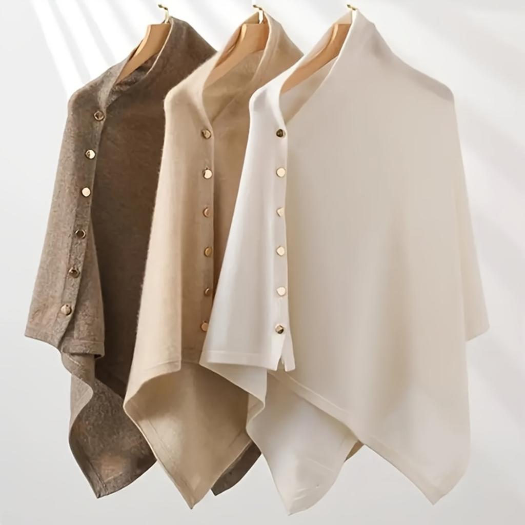 Ladies' Shawl - Elegant, Simple and Luxurious Multifunctional Scarf with Metal Snap Design, Soft and Breathable, Suitable for Office or Night Outings