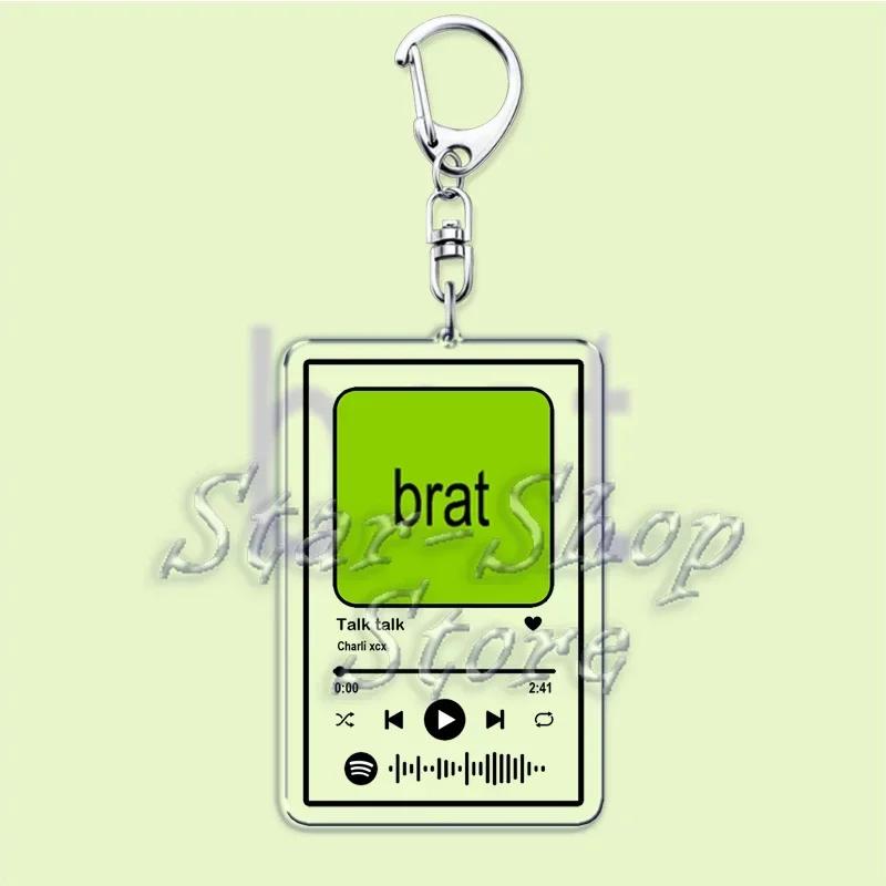 Музыка Charli XCX Альбом Brat Брелоки Горячие Песни Плейлист Подвеска Брелок для Аксессуаров Сумка Кольцо Брелок Украшения Подарки для Фанатов