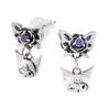 КУРОМИ Серьги для обоих ушей Набор из 2 штук Персонажи Sanrio Бабочка Роза Череп Качающийся Подмигивающий Серебро 925 пробы Кубический цирконий Силиконовые застежки Фиолетовый Фиолетовый