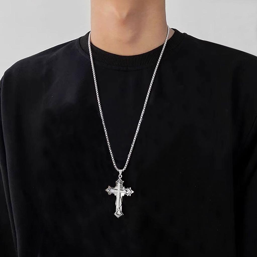 High Quality Cross Titanium Steel Non Fading Necklace,Domineering and Trendy Men's Hip-hop Pendant Chain,New Handsome Men Women