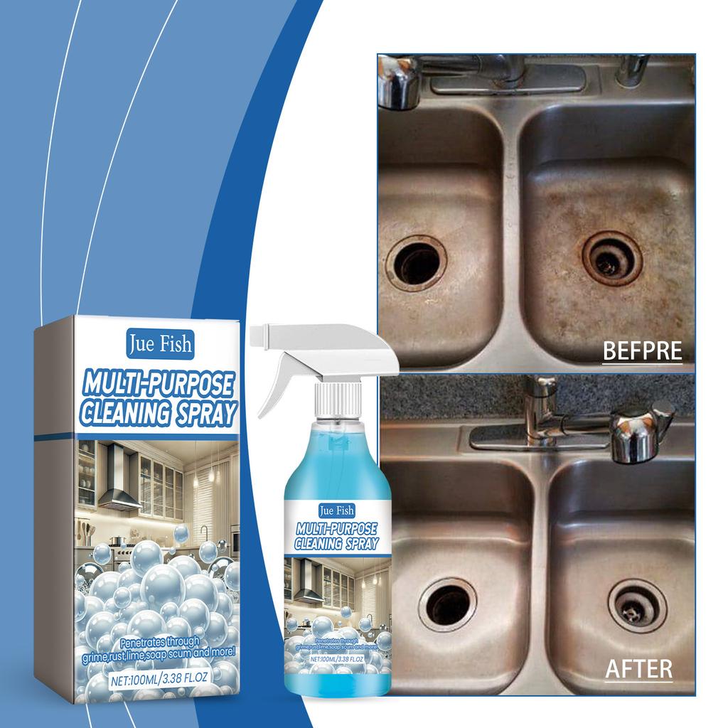 Jue-Fish Bathroom Cleaning Spray Powerful Rinse-Free Bubble Cleaner Degreasing Cleaning Spray Stain Removal Foam Cleaner for Kitchen
