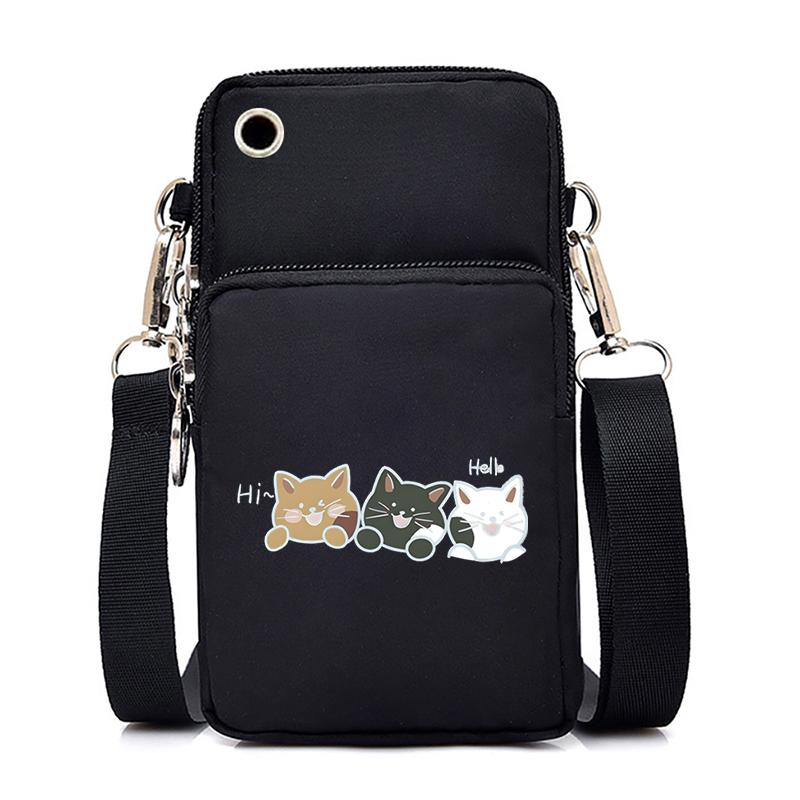 Funny Anime Cat Small Messenger Bag Hanging Neck Coin Purse Vertical Handbag Women Mobile Phone Bags Cartoon Small Crossbody Bag