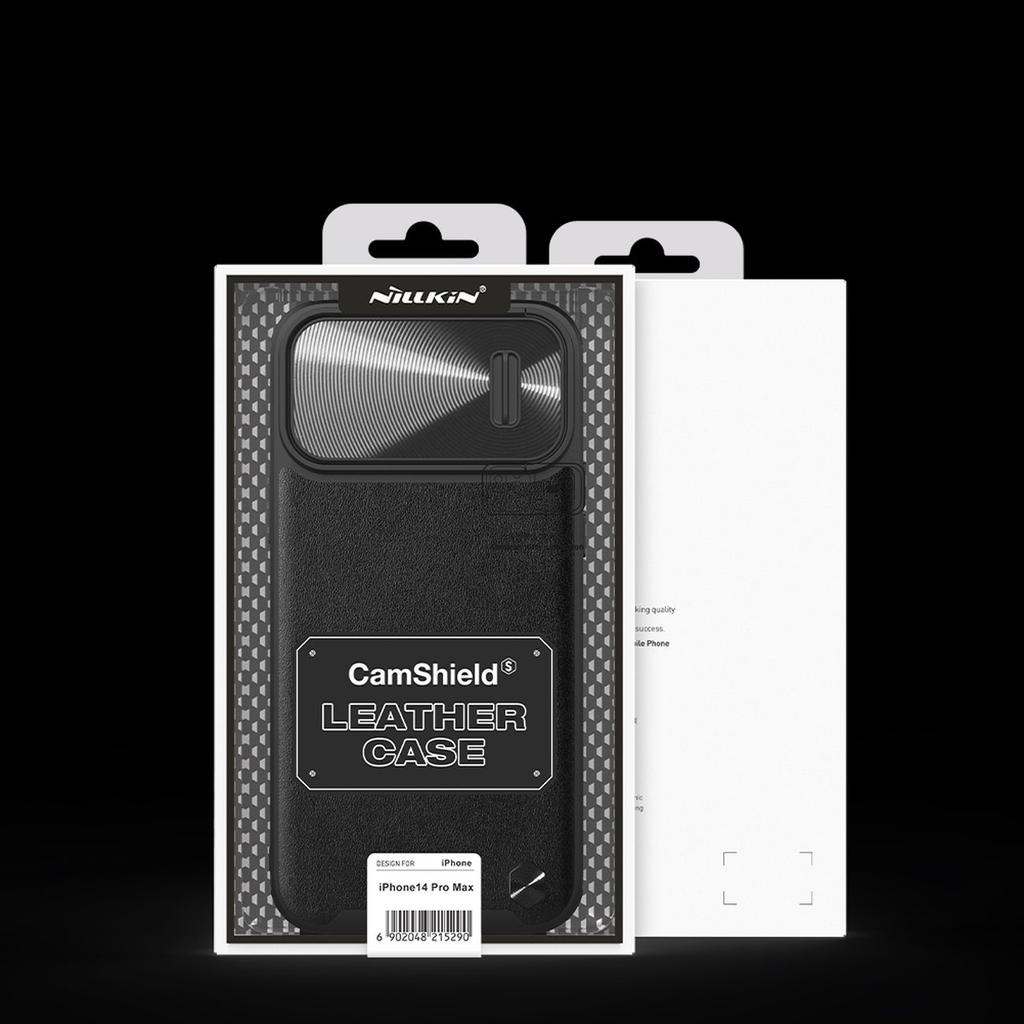 Чехол Nillkin CamShield Leather S для iPhone 14 Pro Max - черный чехол для камеры