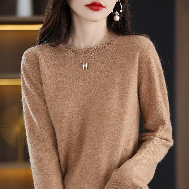 INDFS Женская мода Повседневный Осень Зима Однотонный Принт Длинный Рукав О-Образным Вырезом Свитера