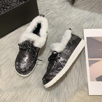 Теплые хлопковые туфли на плоской подошве 2024 года, осень и зима, новые повседневные туфли с круглым носком и короткими ремешками для женщин