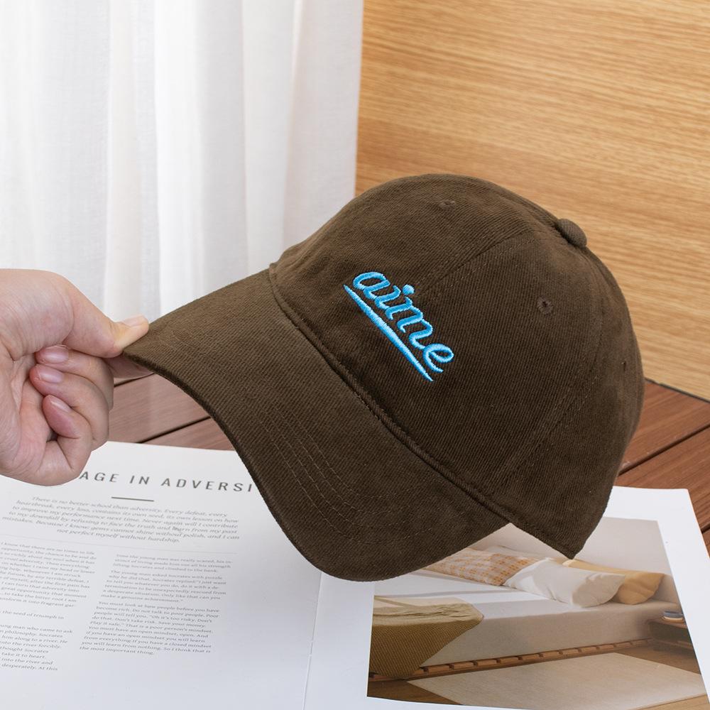 Autumn and winter simple embroidery letter polished cotton baseball hat men's and women's big head circumference casual soft top thermal cap