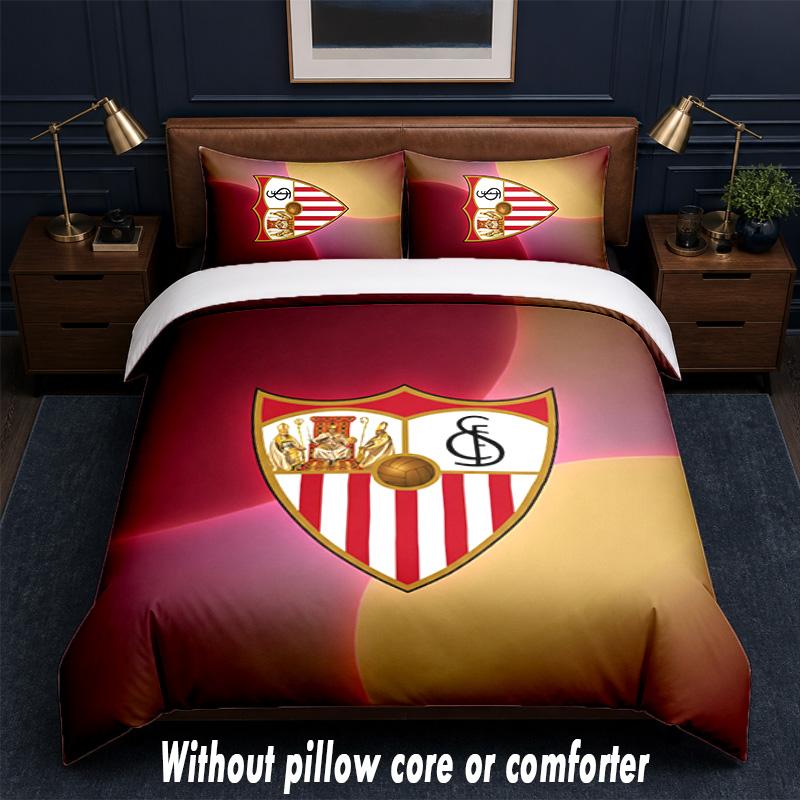 Sevilla FC Design Bed Bedding Set 1 Duvet Cover + 2 Pillowcases Soft Breathable Household Bed Linens