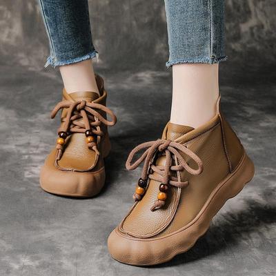 Женские ботильоны больших размеров из натуральной кожи на флисовой подкладке с мягкой толстой подошвой