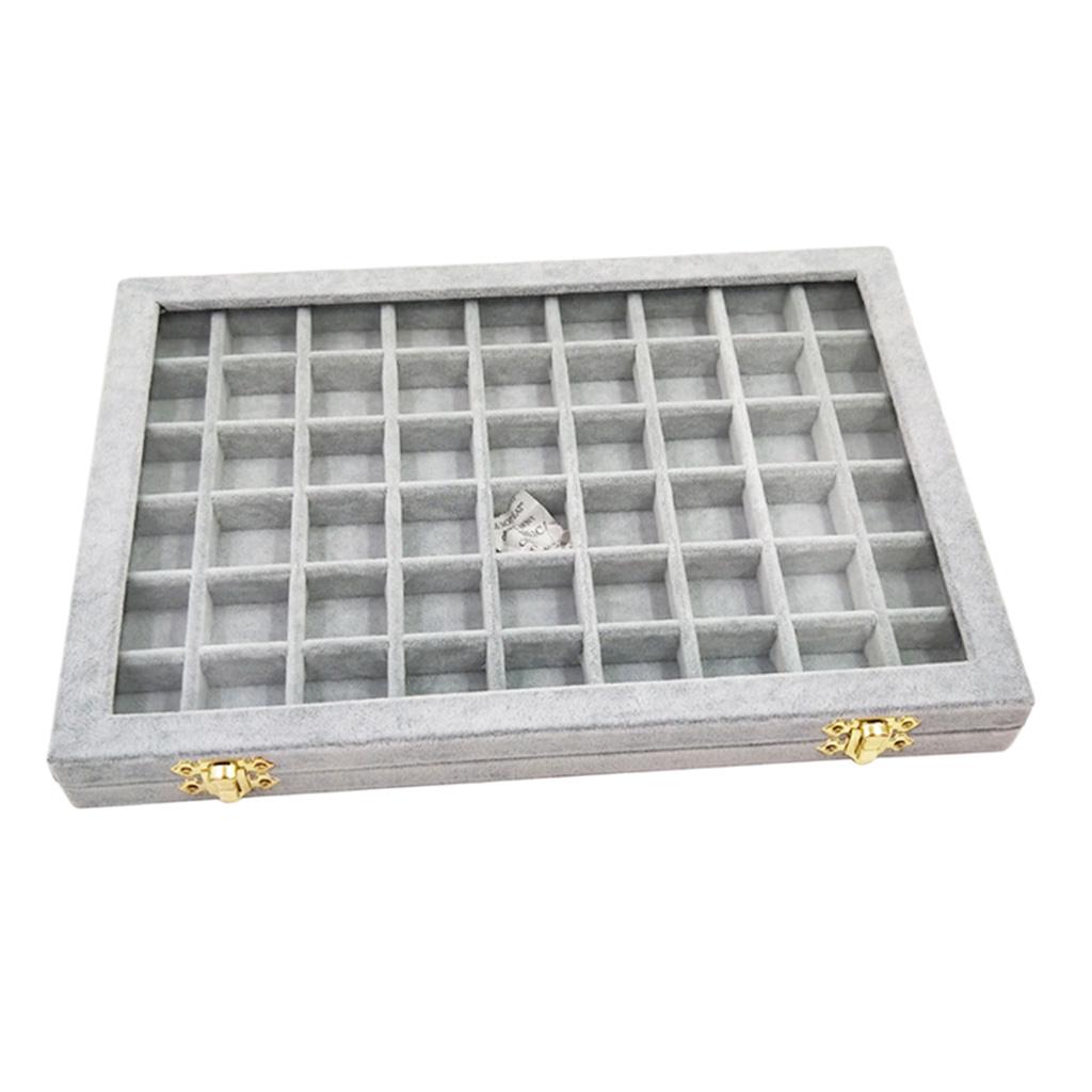 Velvet Stackable Jewelry Display Tray Case for Jewellery Earrings Jewelrys Holders Gray
