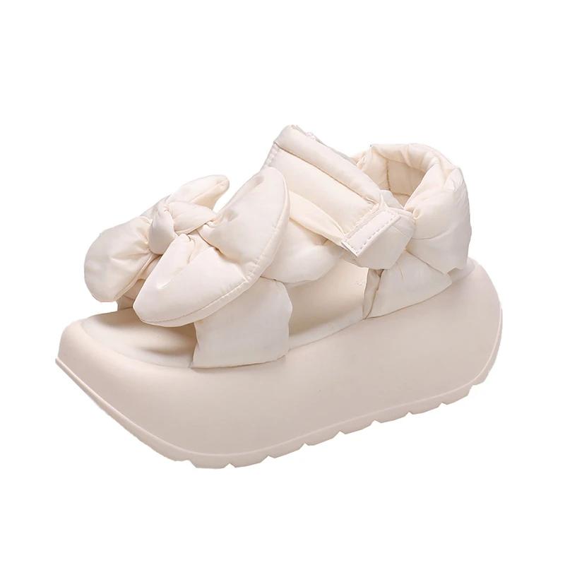 Мода 2025 Лето Женские кавайные туфли-маффины Модные женские повседневные сандалии на толстой подошве 7 см Повседневная пляжная обувь Женские туфли-желе