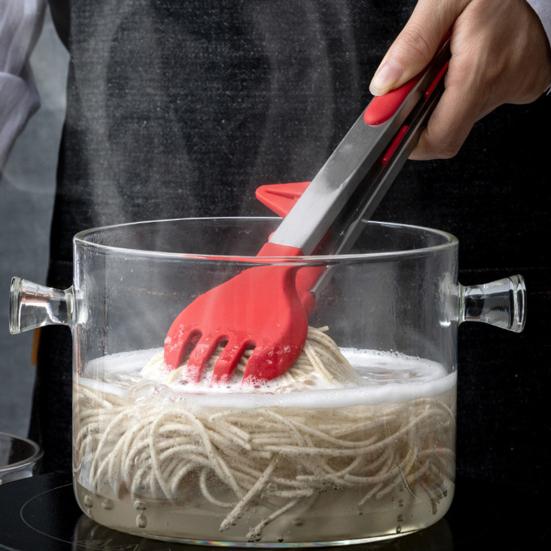 Щипцы для еды, устойчивые к царапинам, с подставкой. Удобная термостойкая ручка. Универсальный зажим для еды.