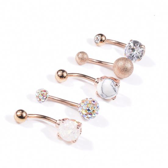 5/10Pcs Women Faux Opal Inlaid Belly Button Navel Rings Body Piercing Jewelry