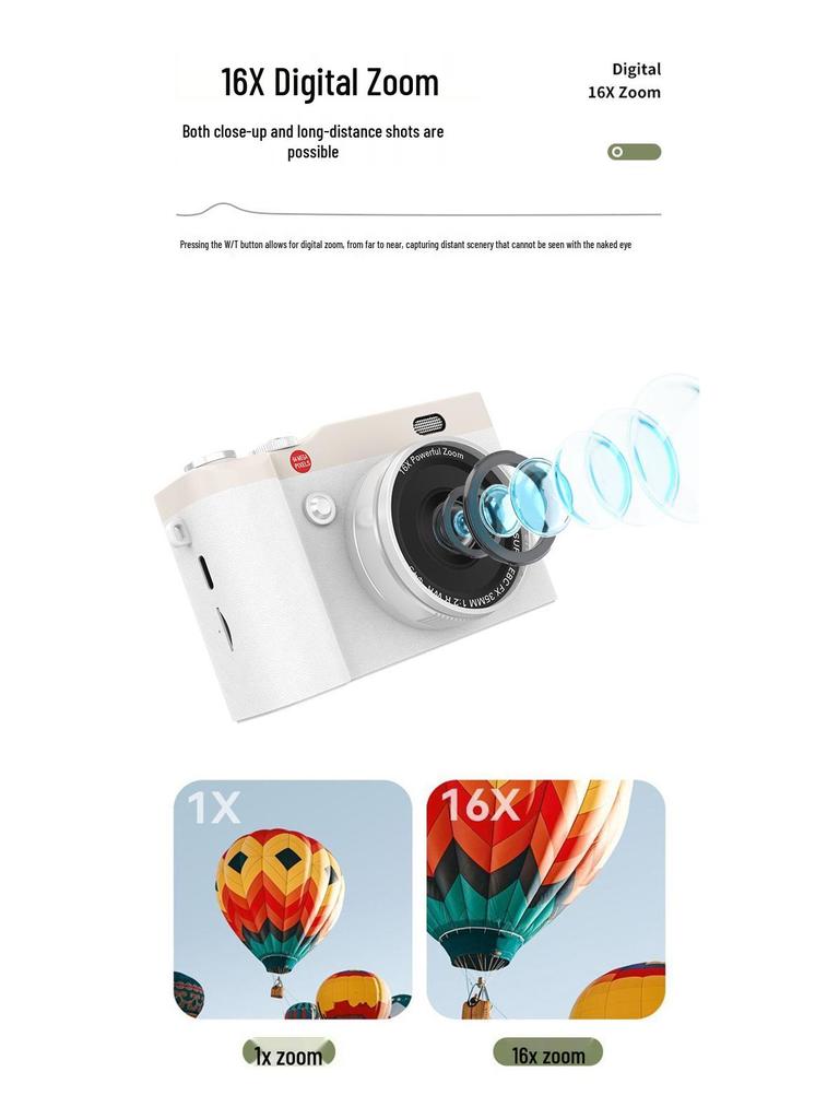 Retro Flip-Style CCD Camera & Camcorder: Portable Long-Zoom Digital Student Device for Photo & Video
