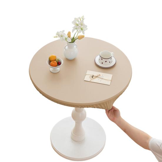 Round Fitted Tablecloth Elastic Table Cover Waterproof Wipeable Table Cloth for Indoor Outdoor Picnic Kitchen Dining 24"-47